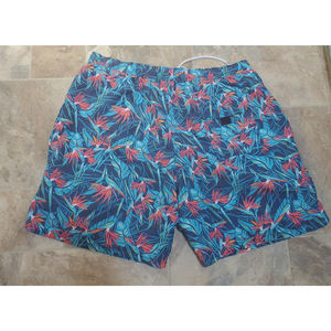 Vineyard Vines Swim Trunks Blue Pink Orange Flower Paradise Men's XL